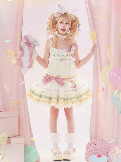 ジャンパーケーキ ストロベリースカート パステルカラー サマー クリーム 刺繍 スイート ロリータ