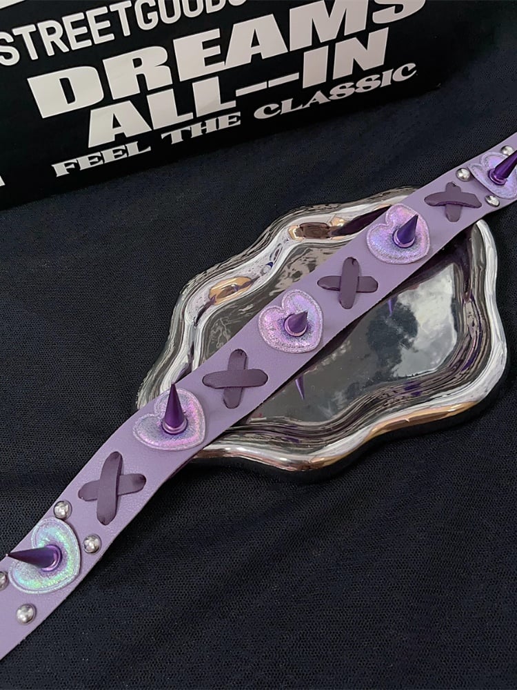 Y2Kパープルスタッドディテールパンクチョーカー