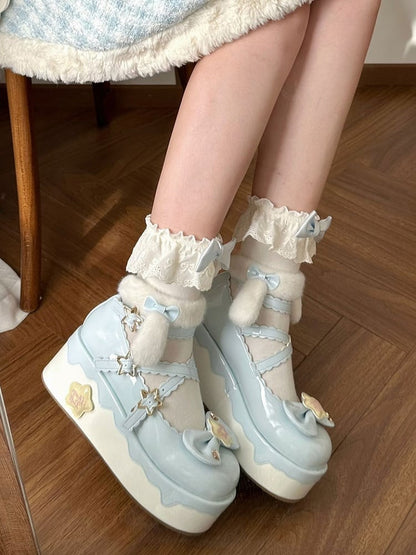 Mary Blue Lolita Janes Sweet Elements Design Starry Crisscross Night with Platform