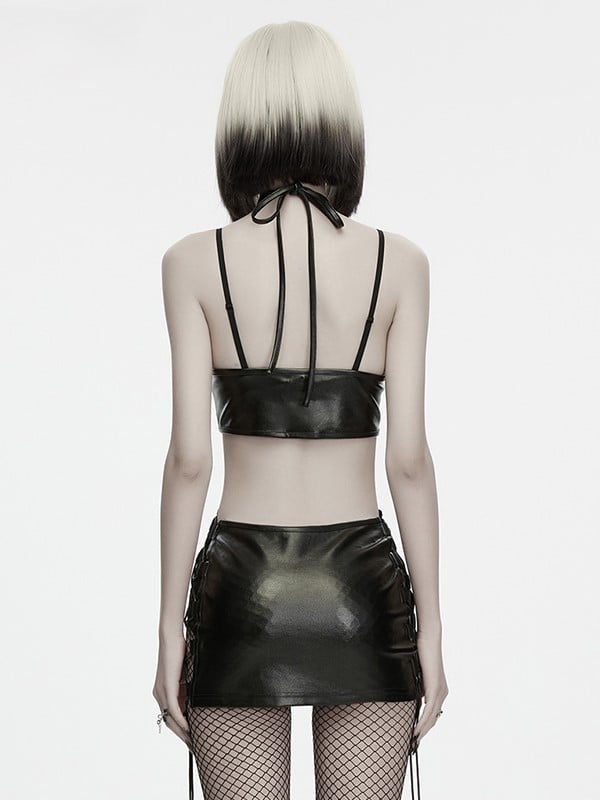 2-Way Adjustable Strap Black Punk Corset Top and Skirt Set - Punk Rave