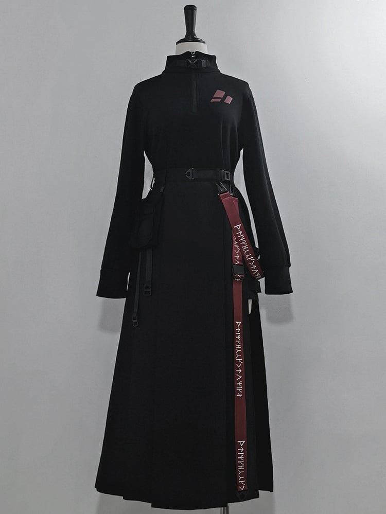 und schwarzer Taillen-Cargo-Träger-Taschenrock hoch mit Schlitz