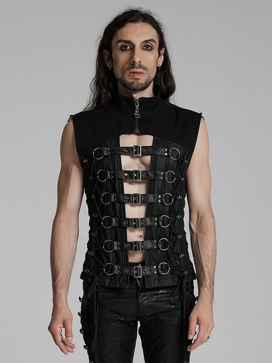 Punk Power Men's Black Personality Vest Sense