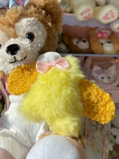 Bowknot Puppy Decorated Plush Keychain Yellow