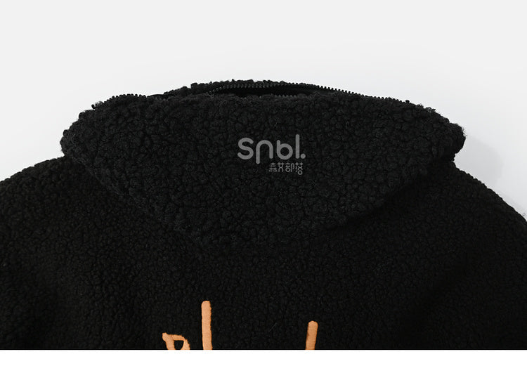 Black Cat Head Hood Fleece Hoodie