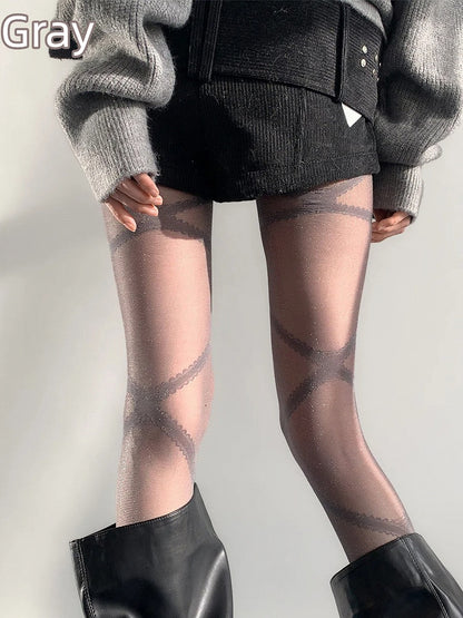 X-Strip Pantyhose Lace Shimmer (3 Sheer Colors)