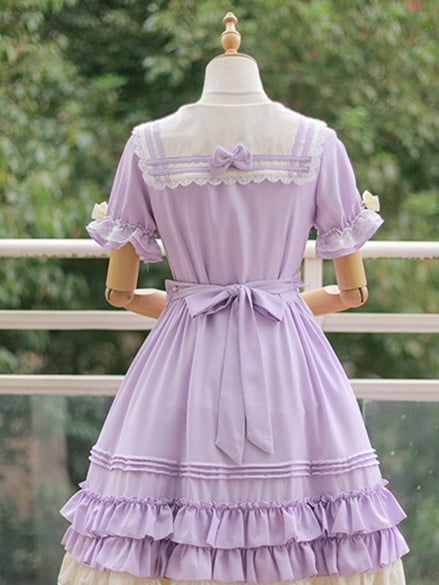 プラスサイズ対応セーラーカラーのスイートワンピース