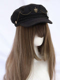 Military Lolita Chain Beret – Black, The Accessories' Story