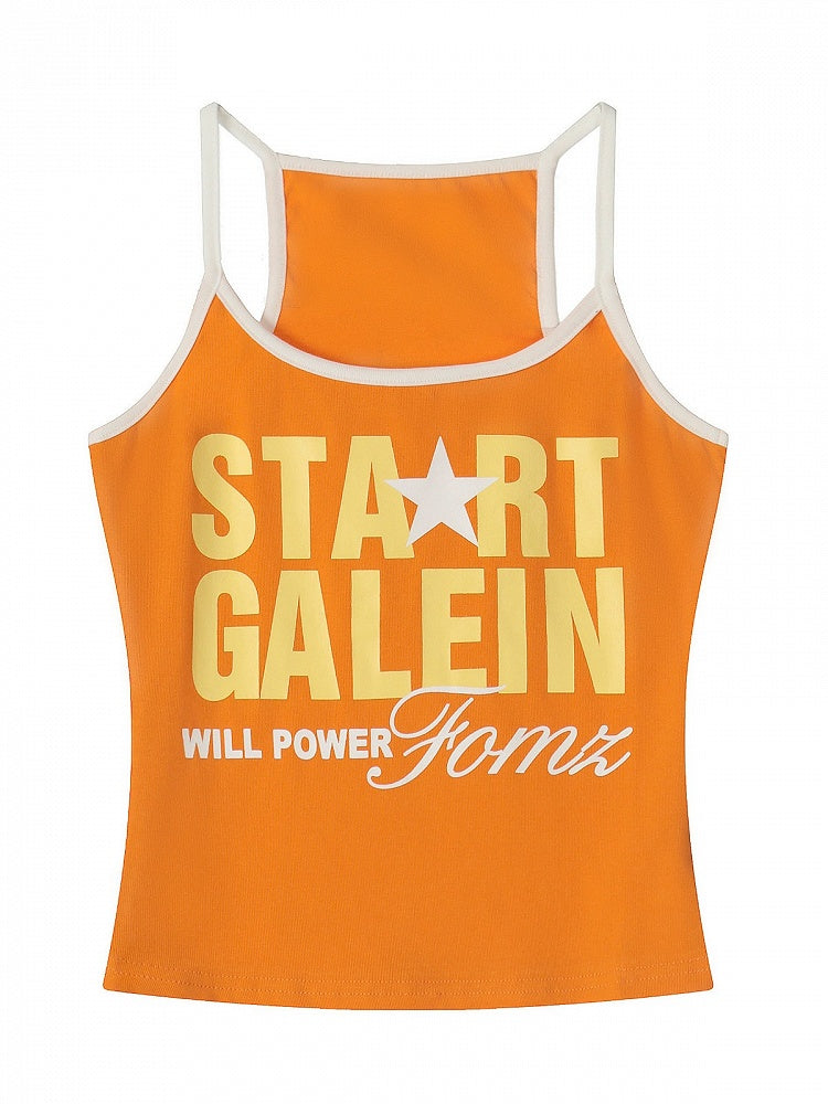 Orange Letter Print Tank Top - Languid Park