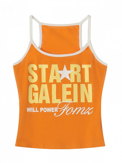 Orange Letter Print Tank Top - Languid Park