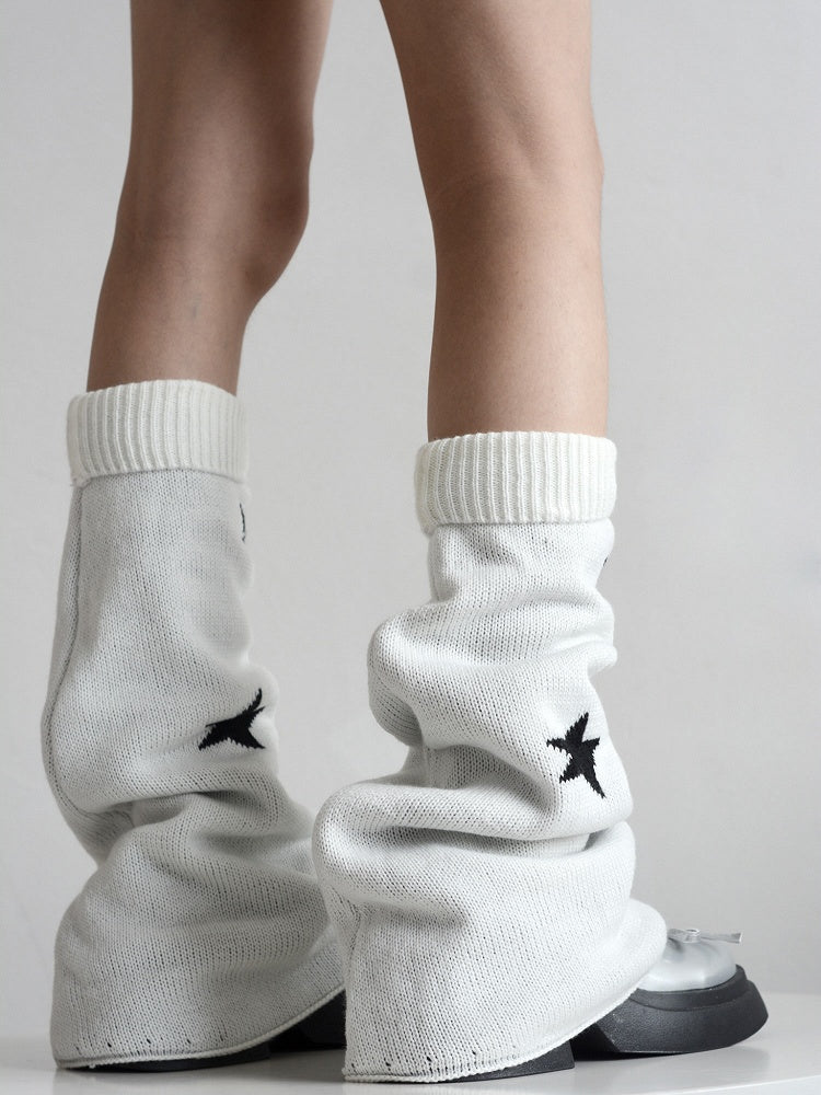 4 Colors Star Pattern Flared Knitted Leg Warmers