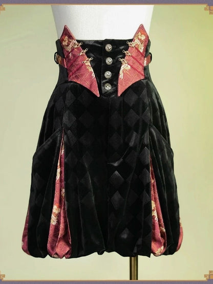 Black & Red High-Waist Checked Bloomer - Neoludwig