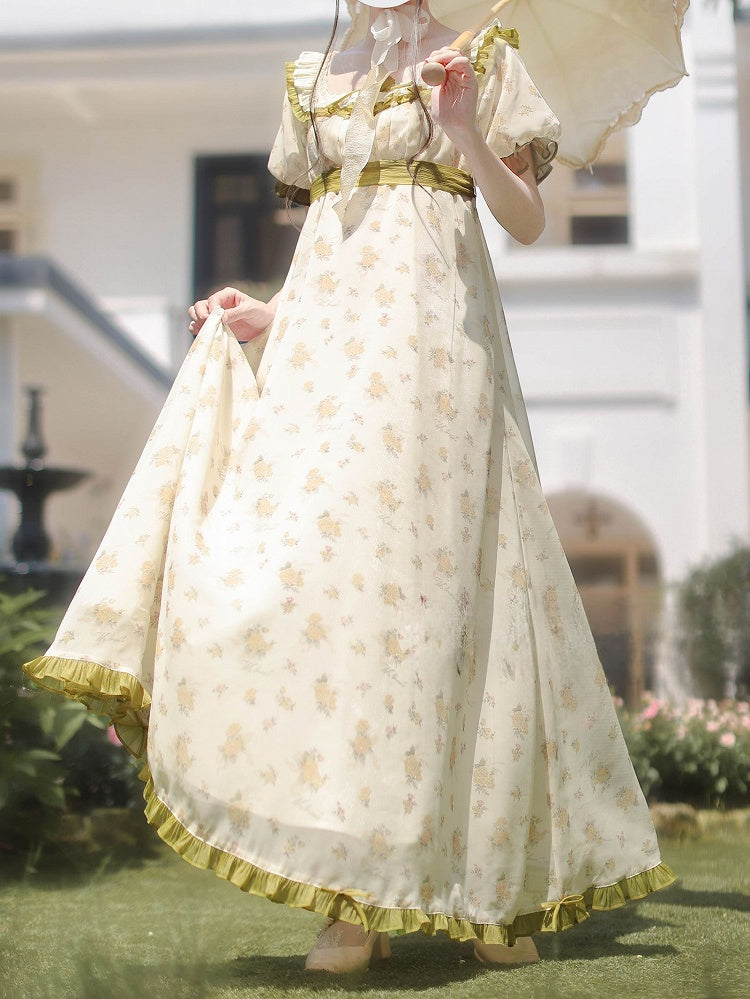 Stück Empire Taille Grün Taillengürtel Elegante Klassische Lolita One mit Blumenkleid