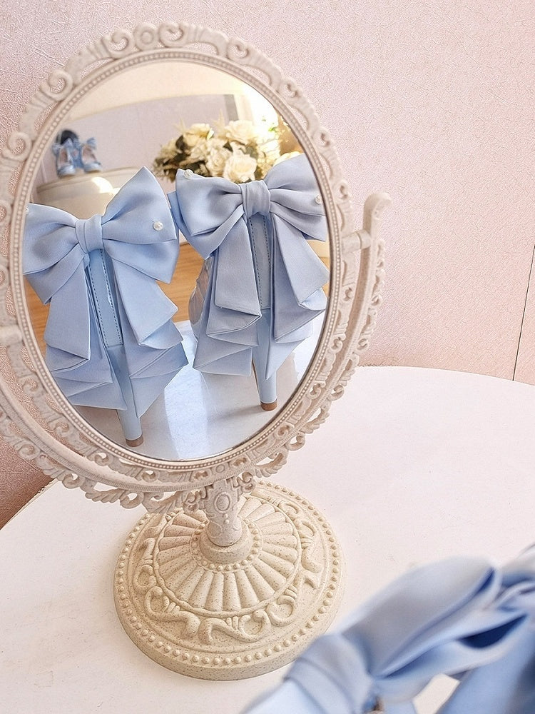 High-heel Heel Classic Shoes Ornaments - Blue Beaded 9cm with Lolita Height