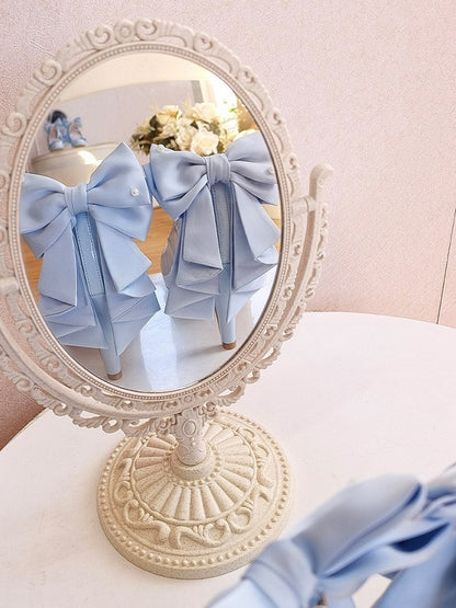 High-heel Heel Classic Shoes Ornaments - Blue Beaded 9cm with Lolita Height