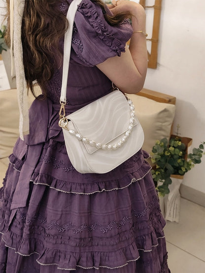 White Vintage Elegant Flap Bag Chain