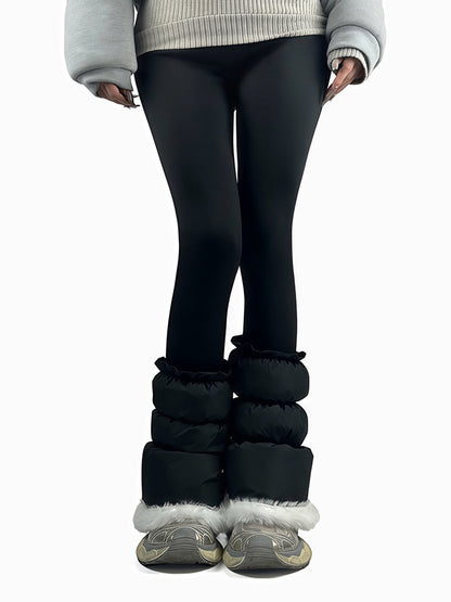 グレー/ホワイト/ブラック パフィーウォームレッグウォーマー