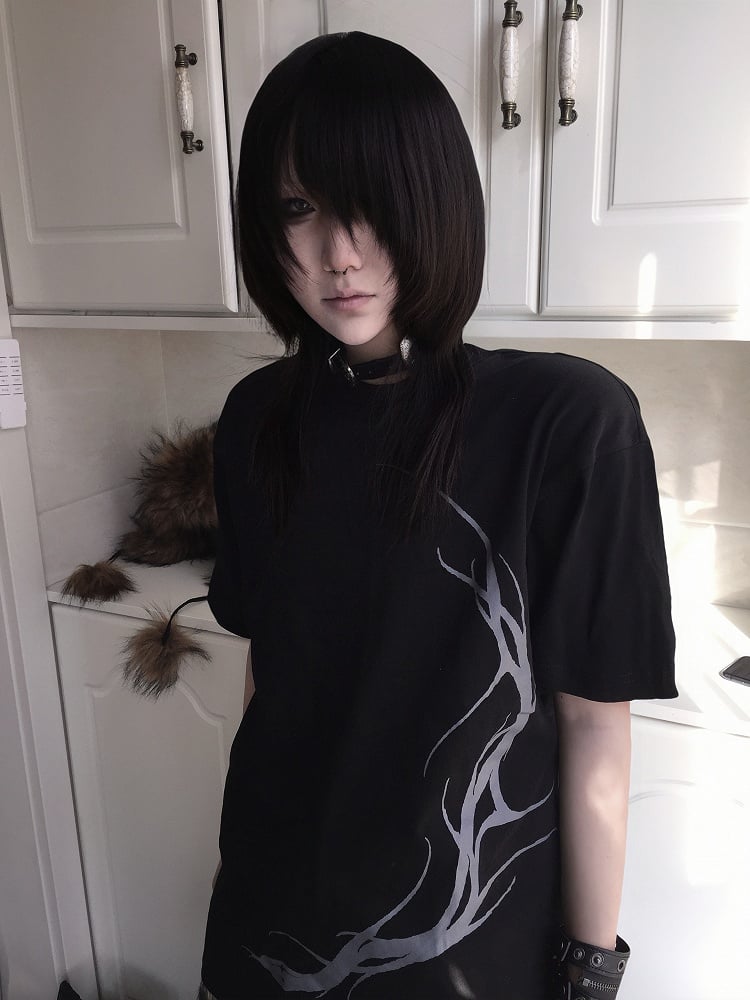 with Black Gothic Print Snake T-Shirt