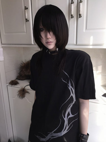 with Black Gothic Print Snake T-Shirt