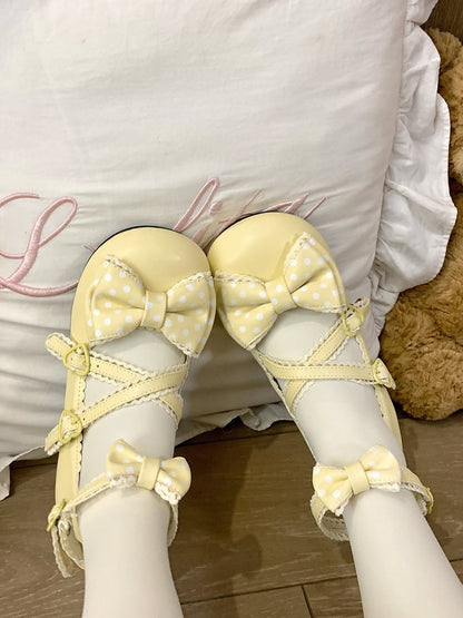 Janes Fastener Heel Mary 2.5cm Round Yellow with Light Toe Sweet Lolita Snap Heart