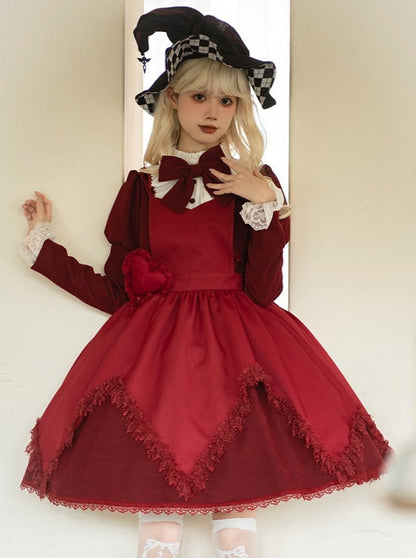 Gothic Zweiteiler mit Kunstband und Lolita-Kleid