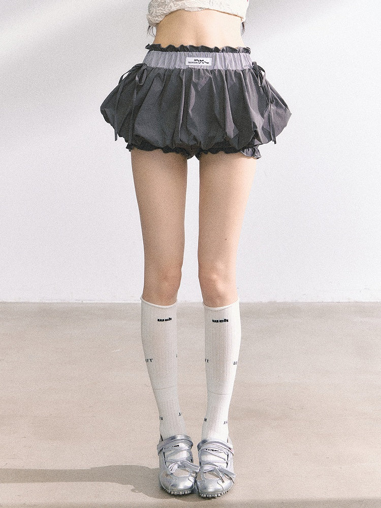 ダークグレー/ホワイト ミニバブルスカート