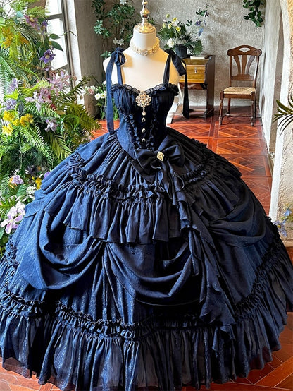 Nacht dunkles Kleid blau Taille Boden Prom wunderschöne Länge Sternenkorsett