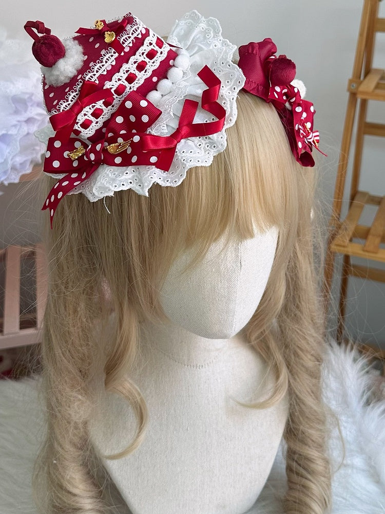 Red Hat Mini Polka-dot Cake Trim Pattern Lace Triangular