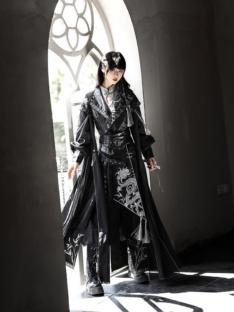 Dragon-Embroidered Han Ensemble with Corset & Trousers - Unknown Star