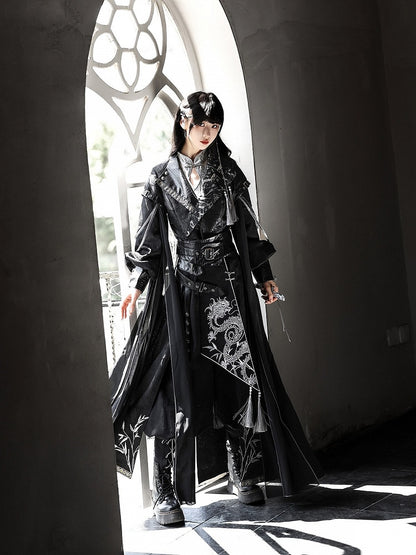 Dragon-Embroidered Han Ensemble with Corset & Trousers - Unknown Star