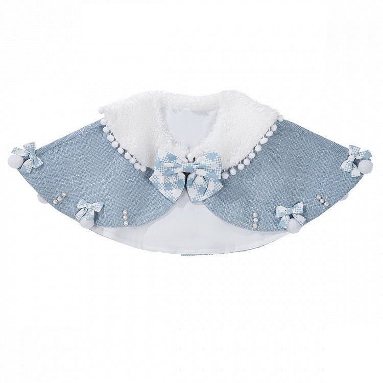 Print Winter Sweet Top Blue Lolita White Cape Snowman Set Knitted + - Tweed JSK