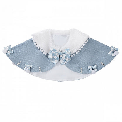 Print Winter Sweet Top Blue Lolita White Cape Snowman Set Knitted + - Tweed JSK
