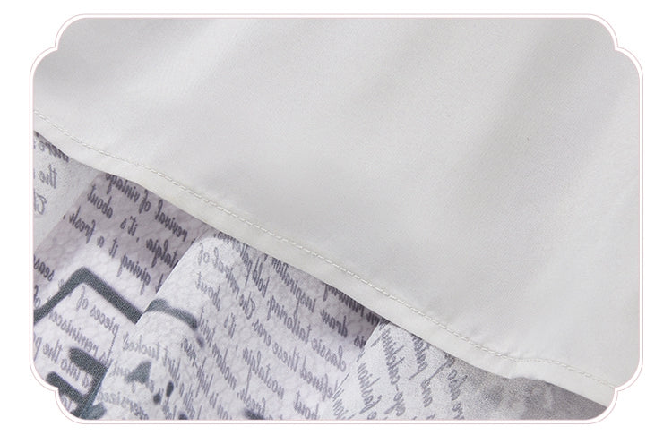 Eleganter Rock, mehrlagiges Pulloverkleid, Lolita-Print, Zeitungstaschentuch