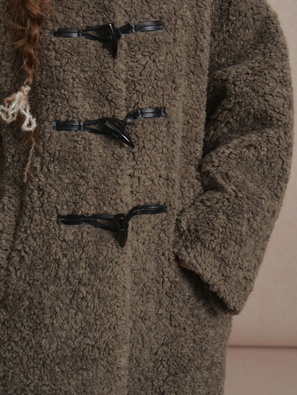 Coat with Toggle Closures Timeless Dark Gray Fleece