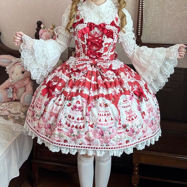 Lolita Red / Full Strawberry Sweet Desserts Print Set JSK and