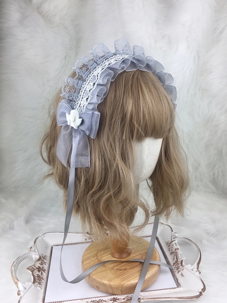 Lace Hairband Bow Ruffled with