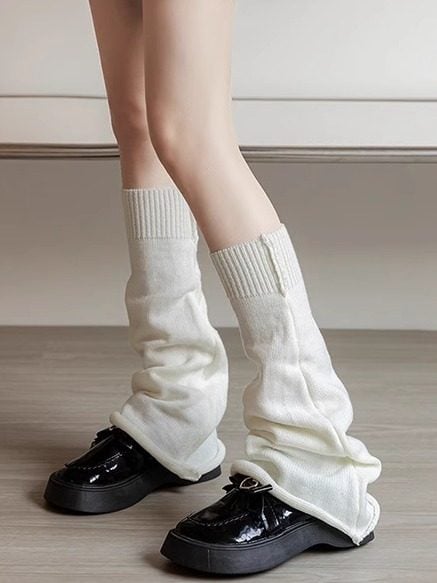 Ribbed Knit Slouchy Colors: (3 Warmers Leg White