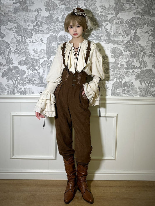 High Coffee Straps Lolita Ouji Belt Waist with Pants Corset