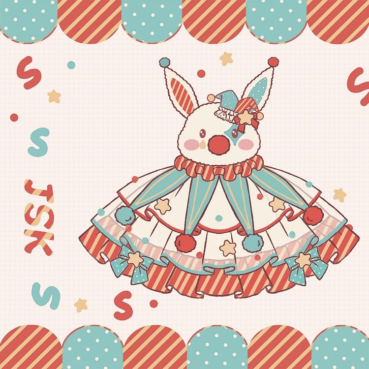 Clowncore Orange Clown Overalls Kleid Pastell Fleece Mieder Grün Sweet Lolita Bunny Circus und