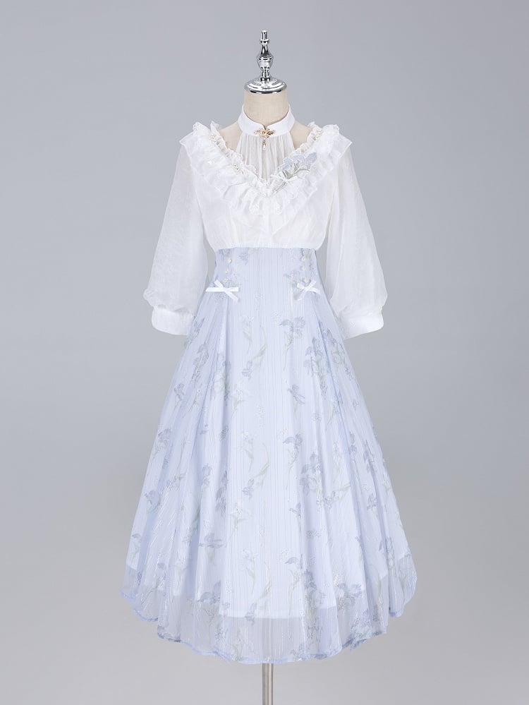 Halter Edward White Floral Piece Neck and One Summer Print Purple