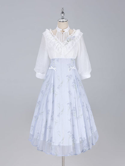 Halter Edward White Floral Piece Neck and One Summer Print Purple