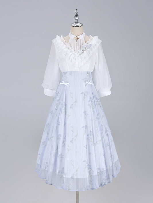 Halter Edward White Floral Piece Neck and One Summer Print Purple