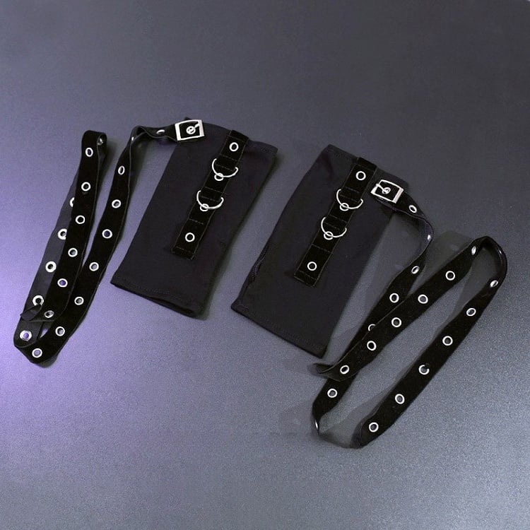 Black Details Cyberpunk Gloves Buckle