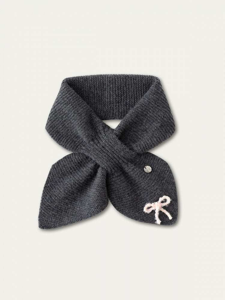Écharpe à nœud avec 4 motifs Kawaii en laine