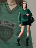 Slytherin Green V Neck Sweatshirt Harry Potter KYOUKO