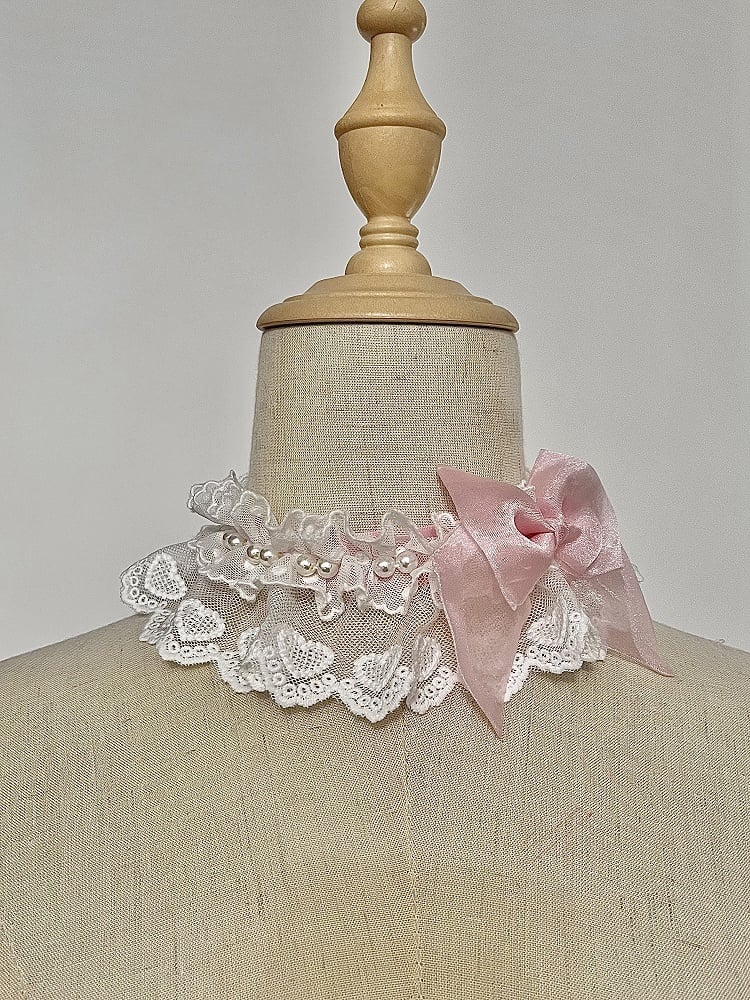 Bow Details Bead Choker / Pink Schwarz und