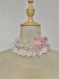Bow Details Bead Choker / Pink Schwarz und