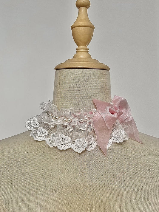 Bow Details Bead Choker / Pink Schwarz und