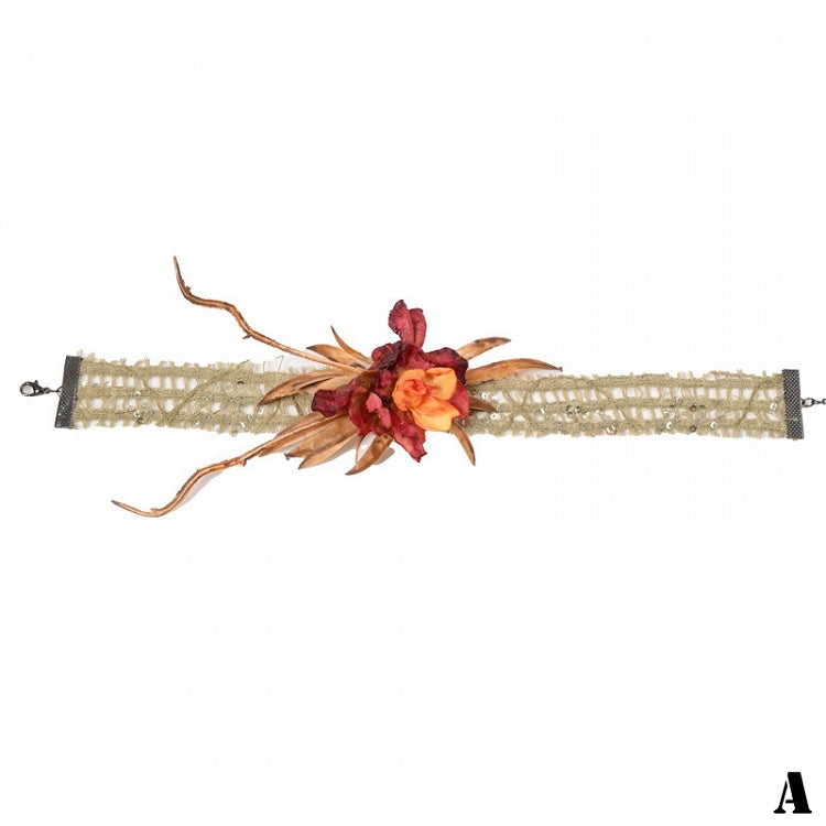 Fairy Goth Rot / Grün Blumen Choker