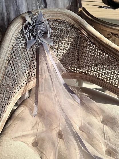 Purple (Rose with Details) Lolita Classic Lace Wisteria Veil Hairclip