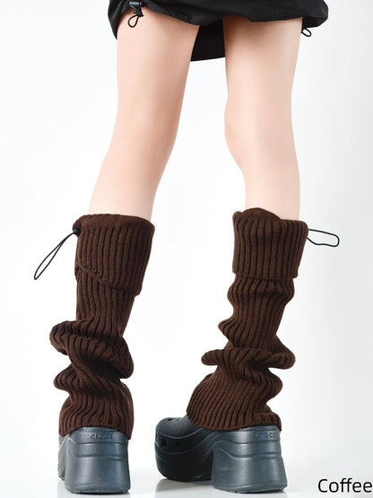 Vertical Colors Pattern Design Leg Drawstring Warmers Knitted Striped 8